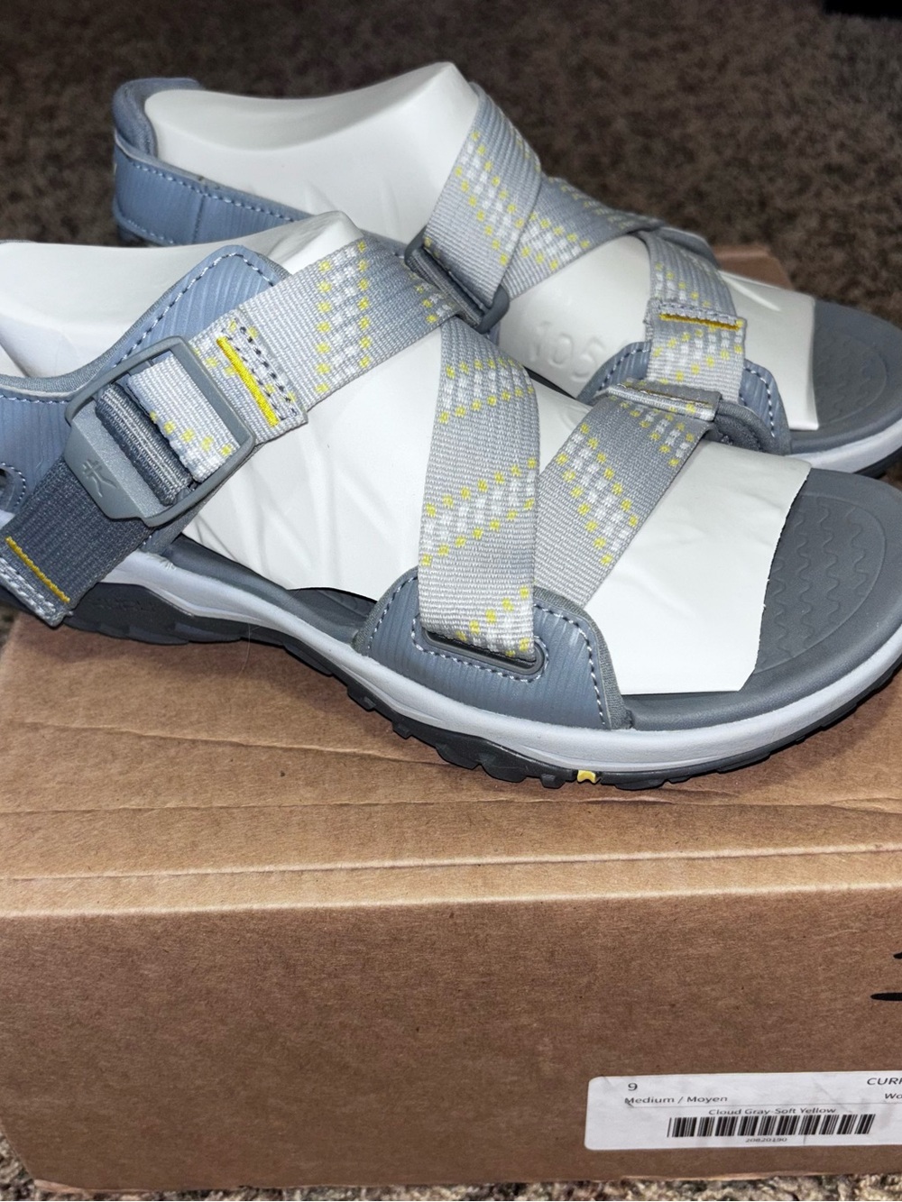 KURU Current Sandals Womens 9 Cloud Gray Strappy Hiking Beach Outdoors Comfort